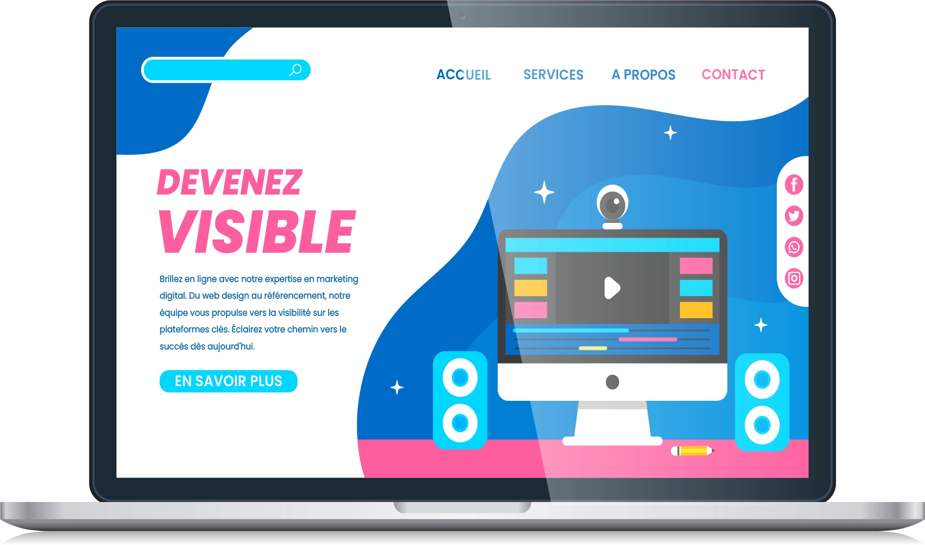 Illustration d'un site web moderne et attractif, faite vous une empreinte de votre succès